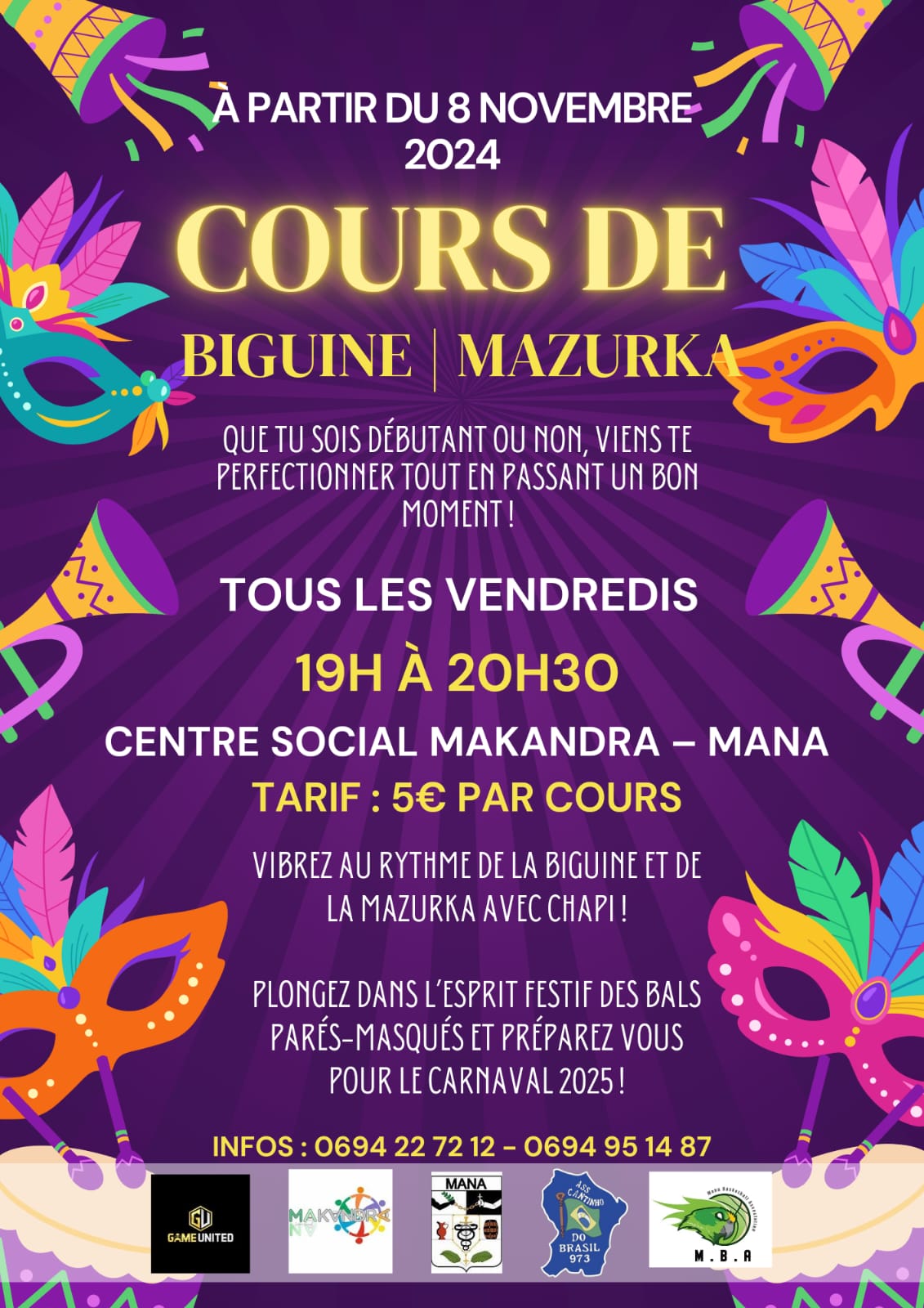 COURS DE BIGUINE ET DE MAZURKA À MANA