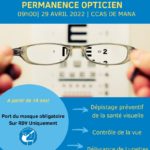 PERMANENCE OPTICIEN AU CCAS DE MANA LE VENDREDI 29 AVRIL 2022