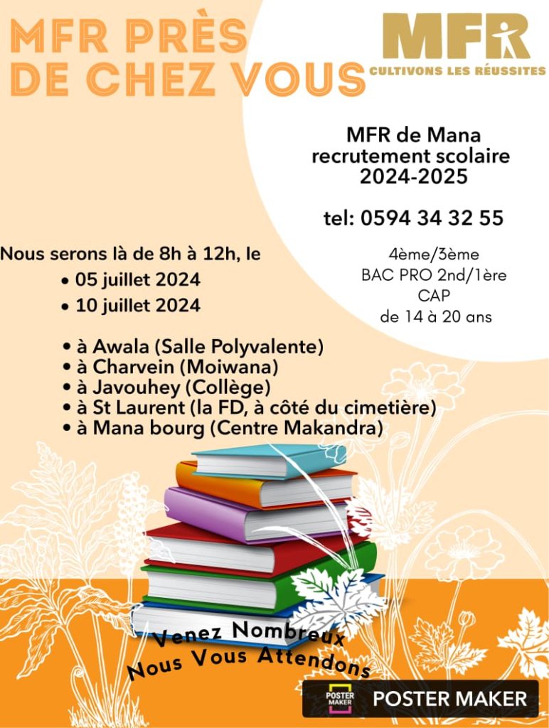 RECRUTEMENT SCOLAIRE À LA MAISON FAMILIALE RURALE DE MANA