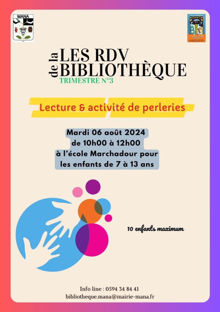 ACTIVITÉ DE LECTURE ET DE PERLERIES AVEC LA BIBLIOTHÈQUE MAN VÉVÉ