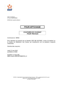 COUPURES DE COURANT POUR TRAVAUX du 13 mai 2025